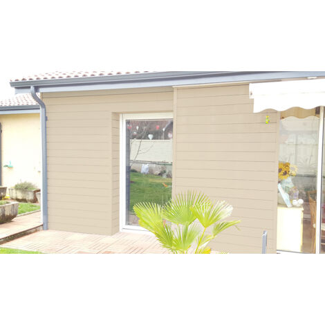 Green Outside – Lame de bardage composite 2,60 m – Aspect contemporain beige – 60% bois recyclé – Résistant aux UV et aux insectes – Finition lisse brossée