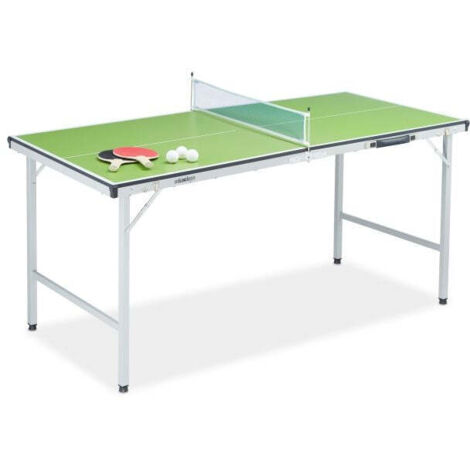 Green ping pong table with accessories