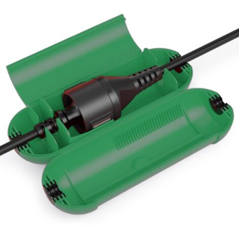 Green Safe-Box / Protection Box for electrical extension cord, (Cable Protection, Indoor Use) （1 pcs）