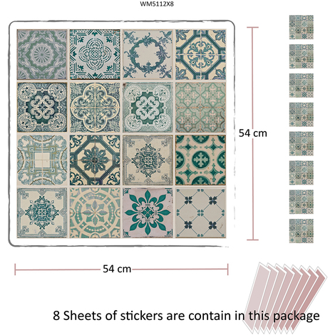 Green tiles Self-adhesive wall mural 216cm x 108cm