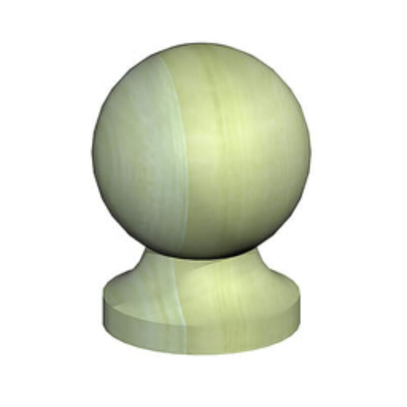 Green Treated Wood Ball & Collar Finial with Square Base for 3in Posts - 100 x 100 x 113mm (2 Pack)