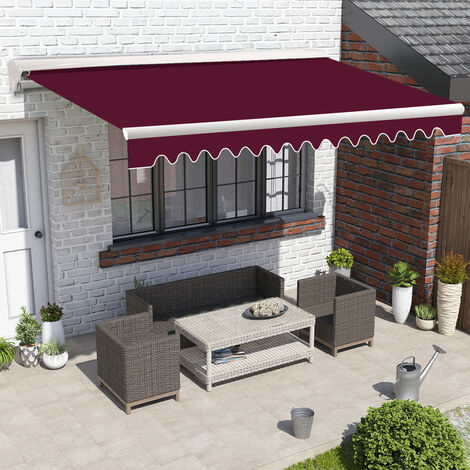 Greenbay 2.5x2M Half Cassette Electric Awning Patio Garden Retractable Canopy Wine Red