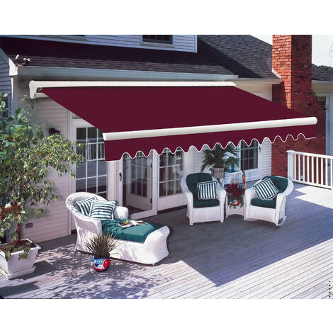 Greenbay 3.5x2.5M Retractable Patio Garden Awning Half Cassette Electric Canopy Wine Red