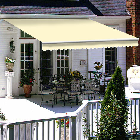 Greenbay 4 x 3m Manual Awning Garden Patio Canopy Sun Shade Shelter Retractable Cream