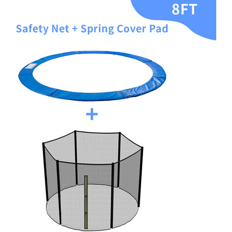 Greenbay 8FT Blue Trampoline Replacement Spring Cover Padding Pad & Safety Net Enclosure Surround Bundle