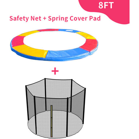 Greenbay 8FT Tri-Colour Trampoline Replacement Spring Cover Padding Pad & Safety Net Enclosure Surround Bundle