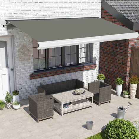 Greenbay Electric Remote Control Full Cassette Retractable Garden Awning 3x2.5M Grey