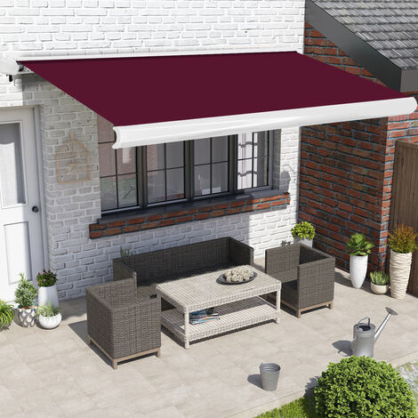 Greenbay Full Cassette Electric Remote Control Retractable Awning 3x2.5M Wine Red