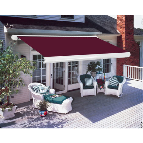 Greenbay Full Cassette Electric Sun Shade Canopy Awning Retractable 4.5x3M Wine Red