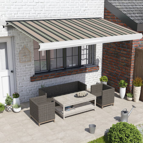 Greenbay Garden Canopy Full Cassette Electric Awning Retractable 3x2.5M Multi-Stripe