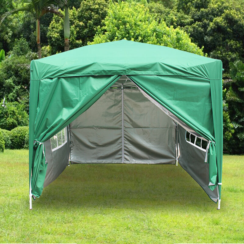 Greenbay Garden Pop Up Gazebo Party Tent Canopy With 4 Sidewalls and Carrying Bag Green 2.5x2.5M