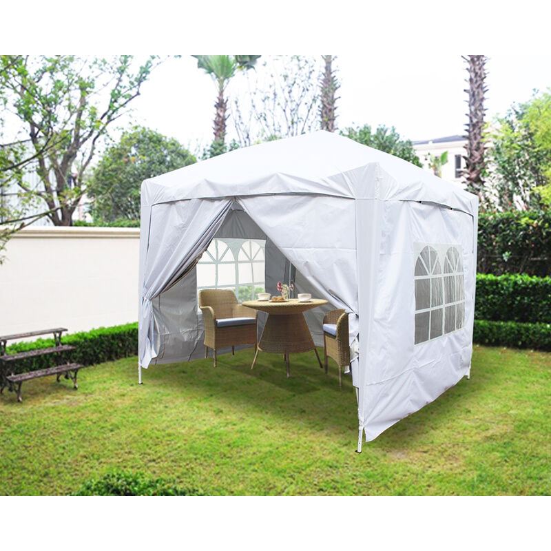 Greenbay Garden Pop Up Gazebo Party Tent Canopy With 4 Sidewalls and Carrying Bag White 2x2M