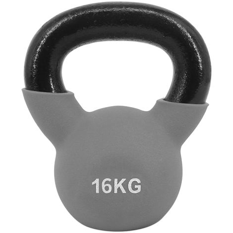 main image of "Greenbay KettleBells 16KG Grey Cast Iron Neoprene Coated Kettlebell Home Gym Fitness Exercise Strength Training"