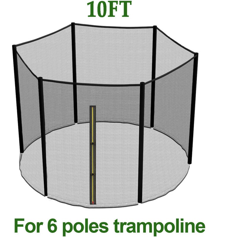 Greenbay Replacement Trampoline Safety Net Enclosure Surround Netting, 10FT - 6 Pole