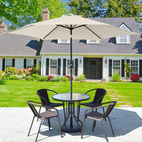 2.5M 2.7M 3M Round Garden Parasol Sun Shade Outdoor Patio Umbrella W/ Crank Tilt