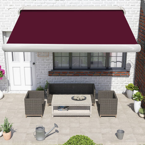 Greenbay Sun Shade Retractable Canopy Full Cassette Electric Awning 3.5x2.5M Wine Red