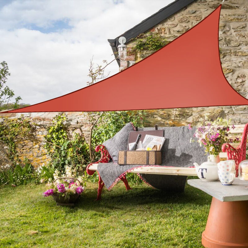 Greenbay Sun Shade Sail Garden Patio Party Sunscreen Awning Canopy 98% uv Block Triangle Terracotta 3.6x3.6x3.6m