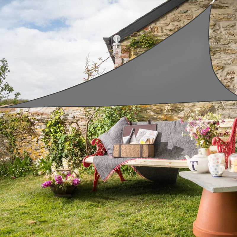 Greenbay Sun Shade Sail Garden Patio Party Sunscreen Awning Canopy 98% uv Block Triangle Anthracite 3.6x3.6x3.6m