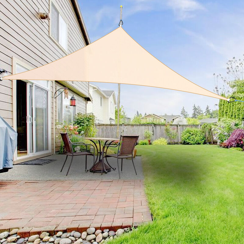 Greenbay Sun Shade Sail Garden Patio Party Sunscreen Awning Canopy 98% uv Block Triangle Cream 5x5x5m