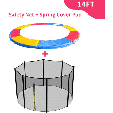 Greenbay Trampoline Replacement Spring Cover Padding Pad & Safety Net Enclosure Surround Bundle 14FT Tri-Colour