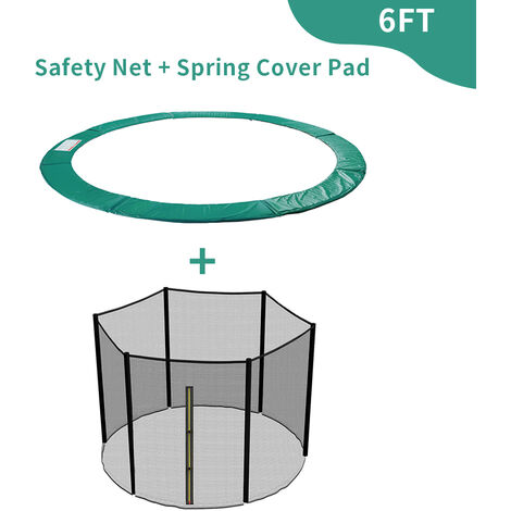 Greenbay Trampoline Replacement Spring Cover Padding Pad & Safety Net Enclosure Surround Bundle 6FT Green