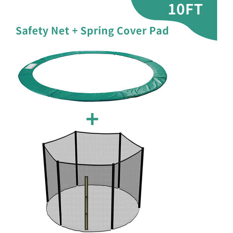 Greenbay Trampoline Replacement Spring Cover Padding Surround Pad & Safety Net Enclosure 10FT Green for 6 poles Trampoline