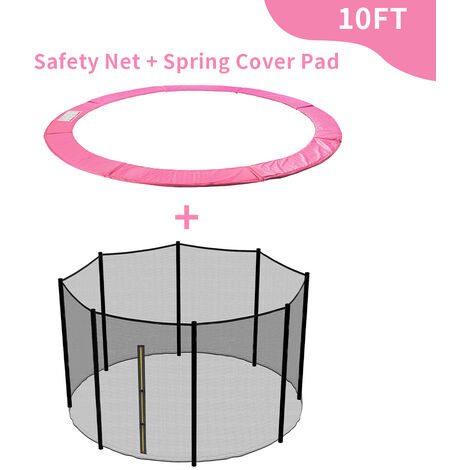 Greenbay Trampoline Replacement Spring Cover Padding Surround Pad & Safety Net Enclosure 10FT Pink for 8 poles Trampoline