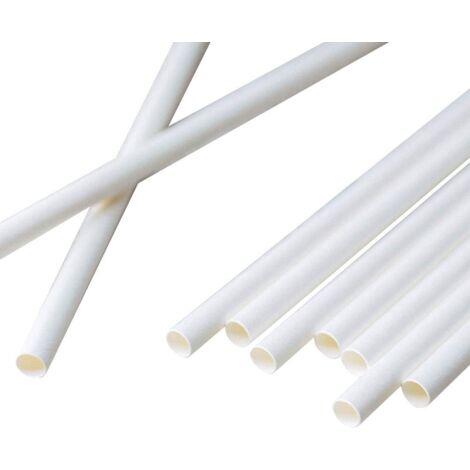 GREENBOX Cannucce di carta Jumbo 23 cm, cannuccia 8 mm, biodegradabili, cannucce bianche ecologiche, per frullati, 150 pezzi