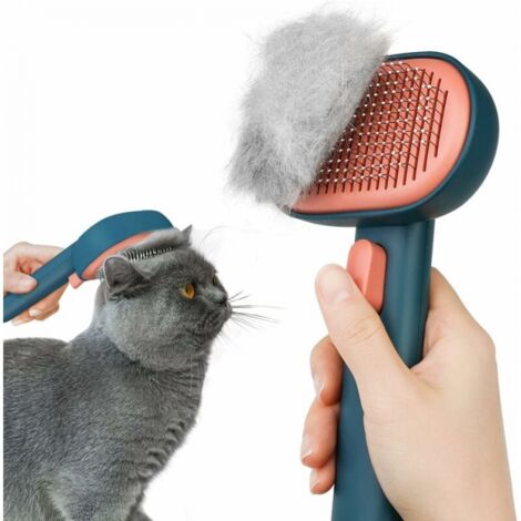 (GREEN)Cat Dog Brush, Self-Cleaning Cat Brush for Cats Dogs Long Short Hair in One-Touch Design, to Effectively Remove up to 95% of Dead Hair and Tomentose Hair
