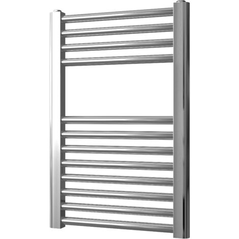Greened House 400mm wide x 600mm Chrome Flat Central Heating Towel Rail high Designer Straight Towel radiator