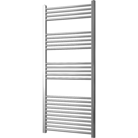 Greened House 600mm wide x 1400mm Chrome Flat Central Heating Towel Rail high Designer Straight Towel radiator