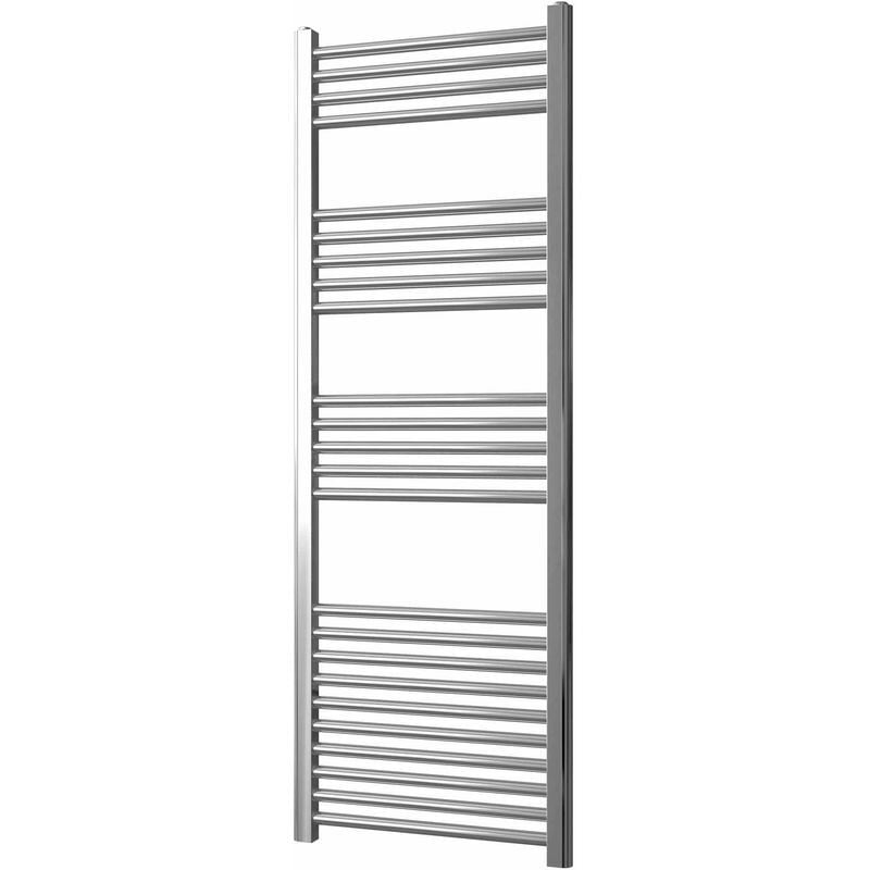 Greened House 600mm wide x 1400mm high Chrome Straight Central Heating Towel Rail Flat Designer Towel Radiator