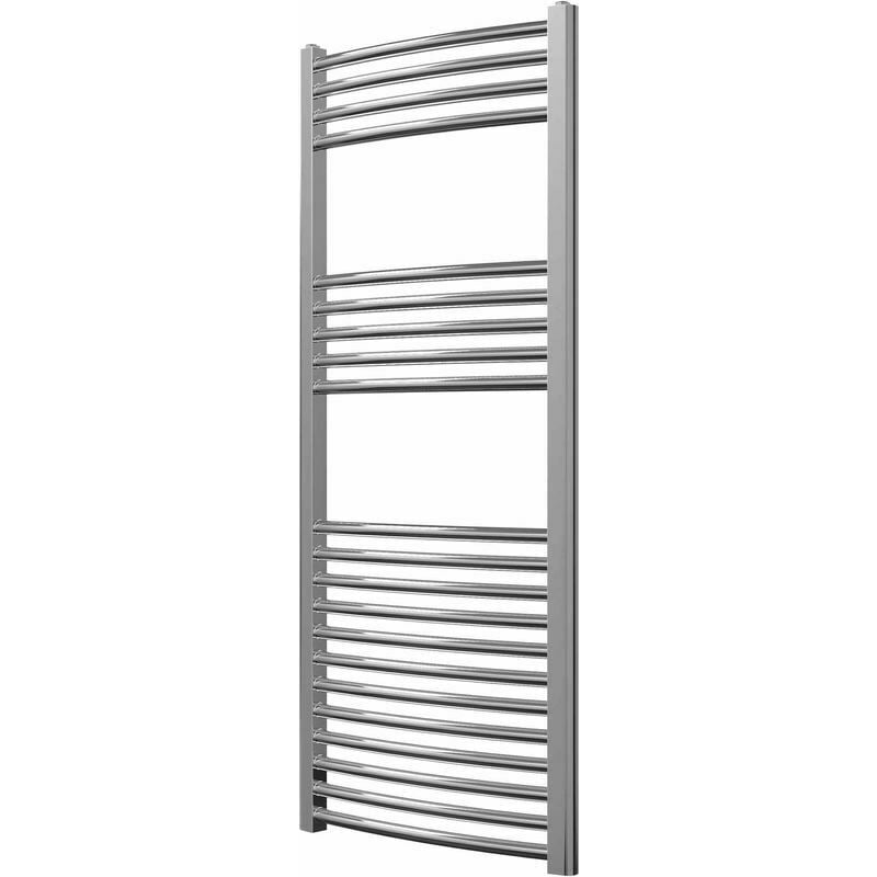 Greened House 500mm wide x 1200mm high Chrome Curved Central Heating Towel Rail Designer Straight Towel radiator