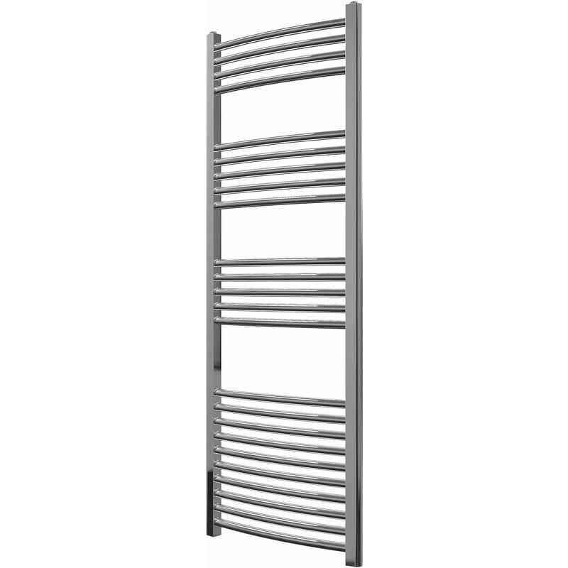 Greened House 500mm wide x 1400mm high Chrome Curved Central Heating Towel Rail Designer Straight Towel radiator