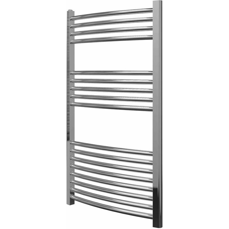 Greened House 600mm wide x 1000mm high Chrome Curved Central Heating Towel Rail Designer Straight Towel radiator