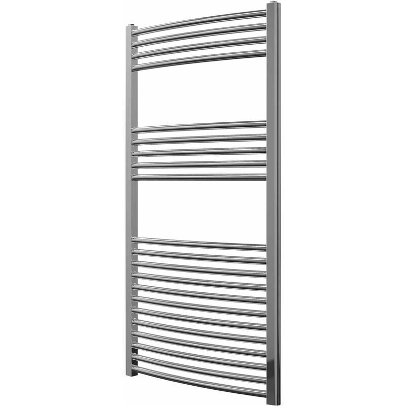 Greened House 600mm wide x 1200mm high Chrome Curved Central Heating Towel Rail Designer Straight Towel radiator