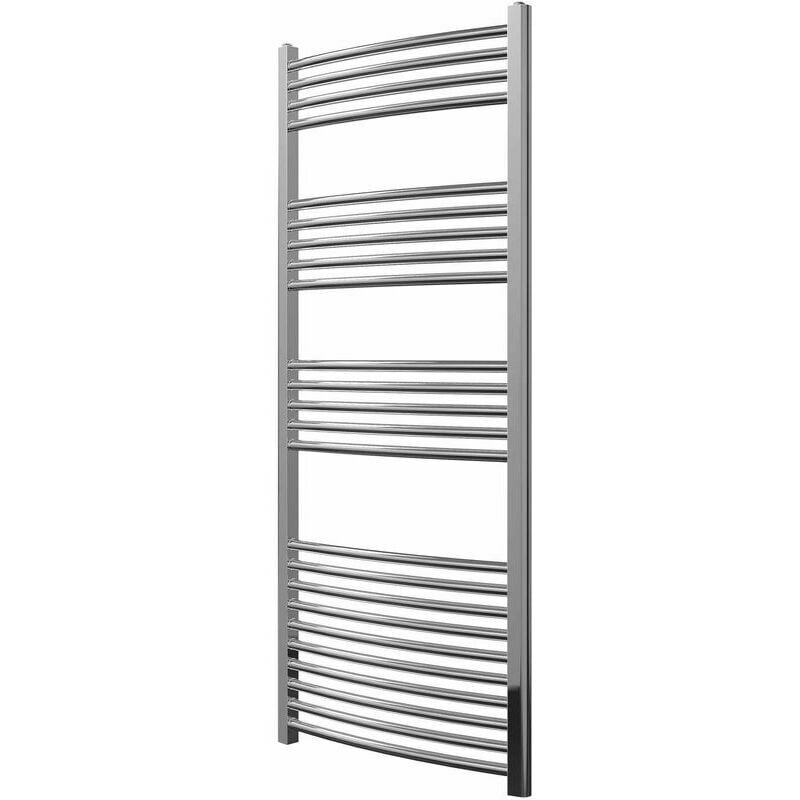 Greened House 600mm wide x 1400mm high Chrome Curved Central Heating Towel Rail Designer Straight Towel radiator