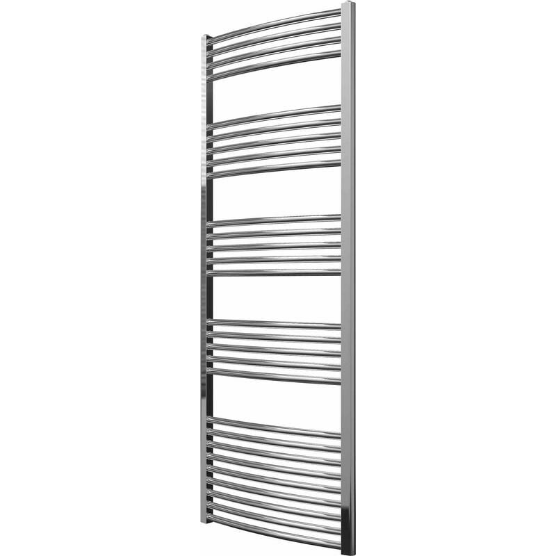 Greened House 600mm wide x 1600mm high Chrome Curved Central Heating Towel Rail Designer Straight Towel radiator