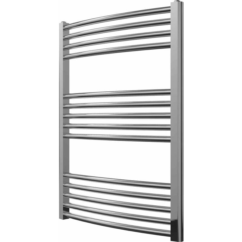 Greened House 600mm wide x 800mm Chrome Curved Central Heating Towel Rail high Designer Straight Towel radiator