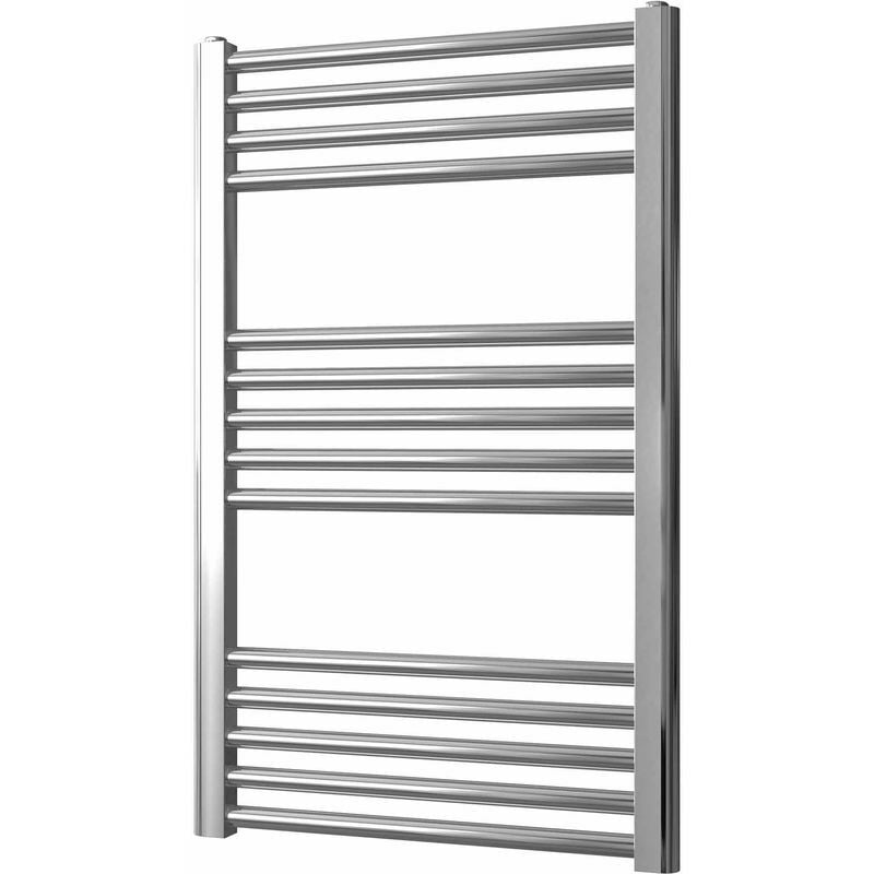 Greened House 500mm wide x 800mm high Chrome Flat Central Heating Towel Rail Designer Straight Towel radiator