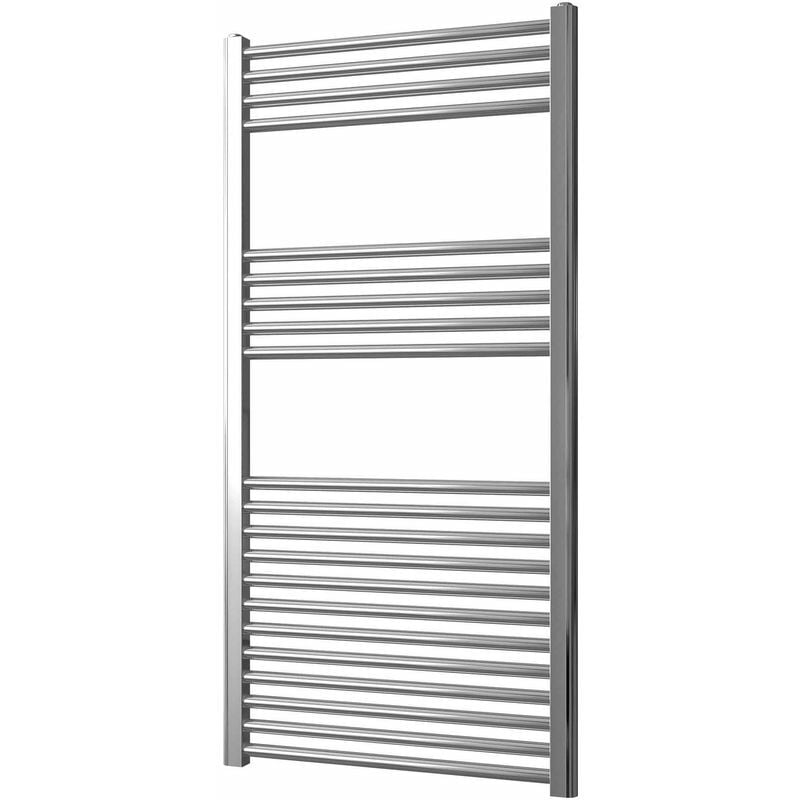 Greened House 600mm wide x 1200mm high Chrome Flat Central Heating Towel Rail Designer Straight Towel radiator