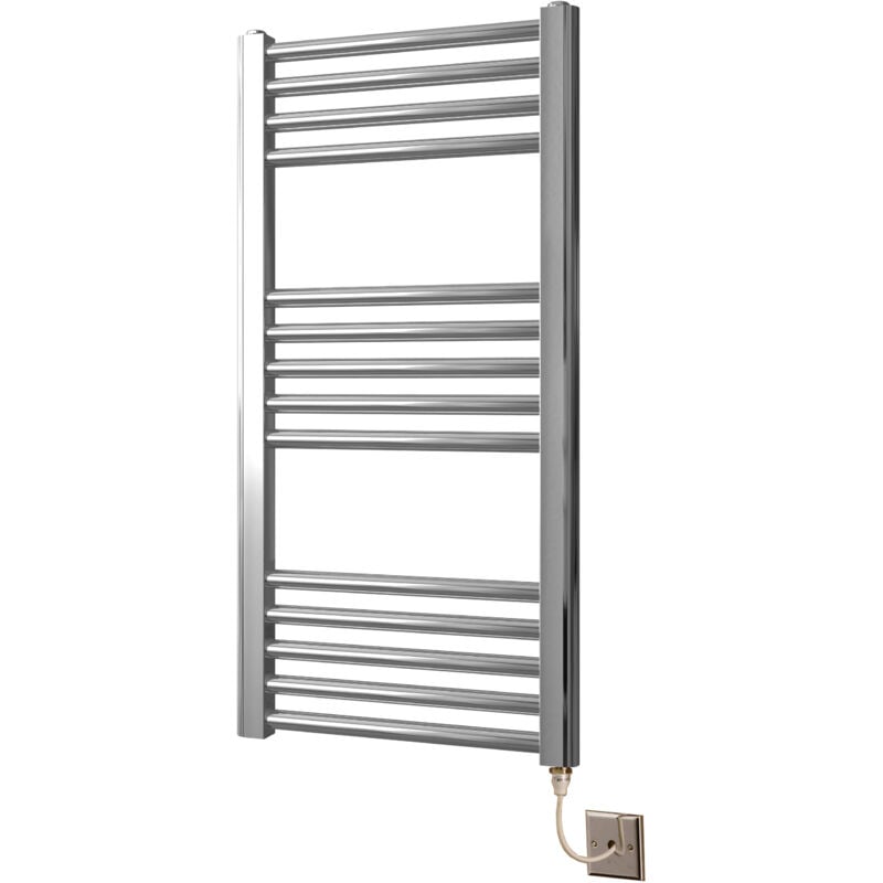 York Flat Chrome Electric Towel Rail 300 x 800mm Towel Radiator