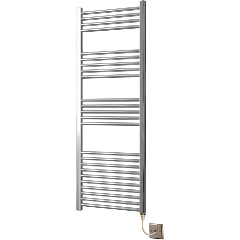 York Flat Chrome Electric Towel Rail 500 x 1400mm Towel Radiator