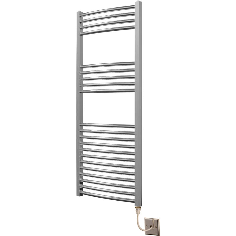 York Flat Chrome Electric Towel Rail 600 x 1000mm Towel Radiator