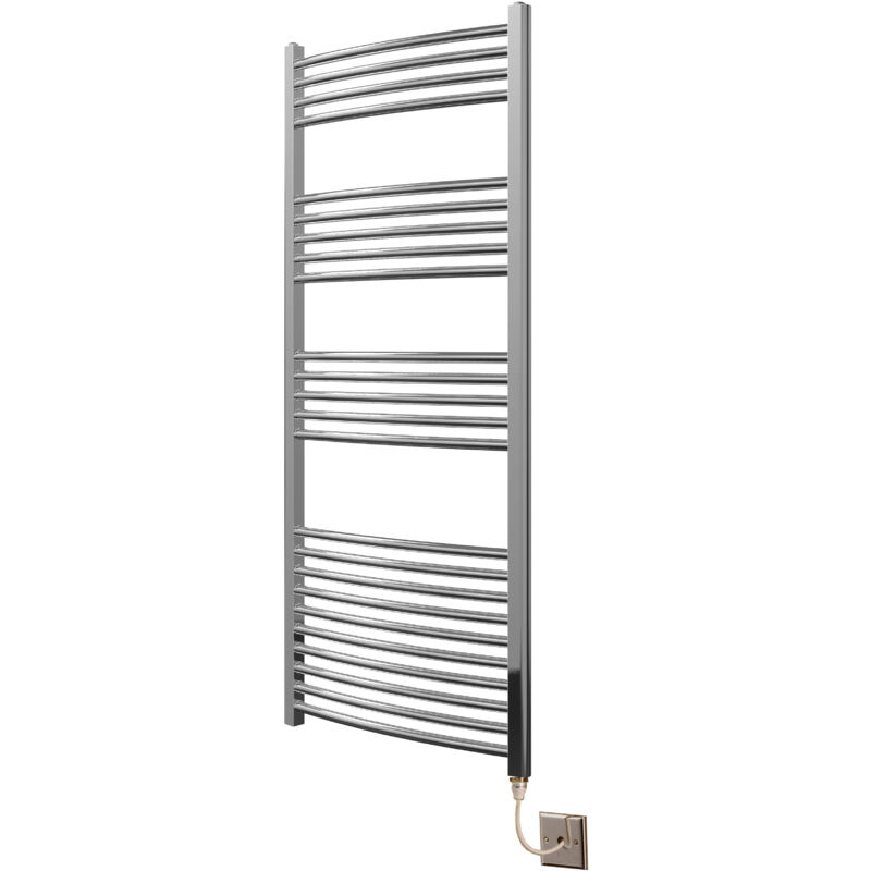 York Flat Chrome Electric Towel Rail 600 x 1400mm Towel Radiator