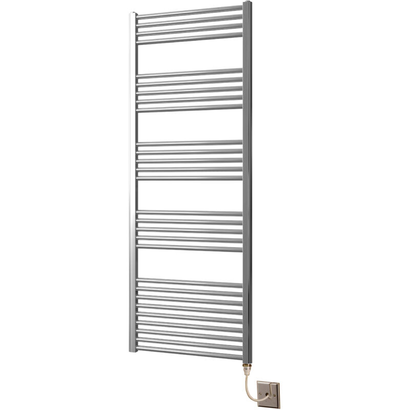 York Flat Chrome Electric Towel Rail 600 x 1600mm Towel Radiator