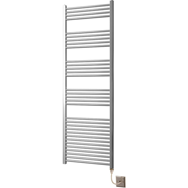 York Flat Chrome Electric Towel Rail 600 x 1800mm Towel Radiator