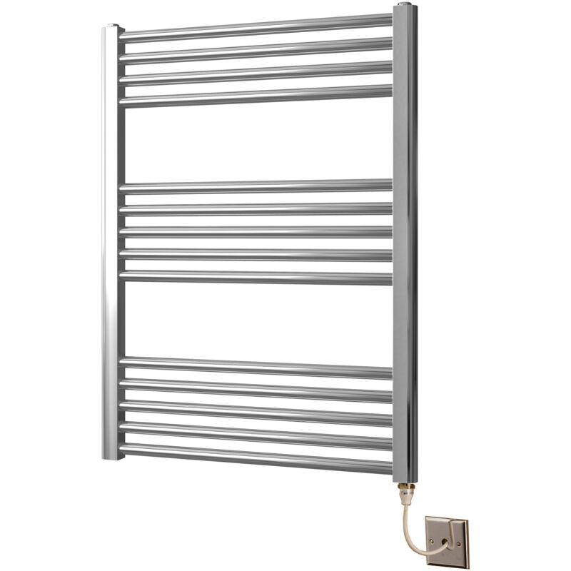 York Flat Chrome Electric Towel Rail 600 x 800mm Towel Radiator