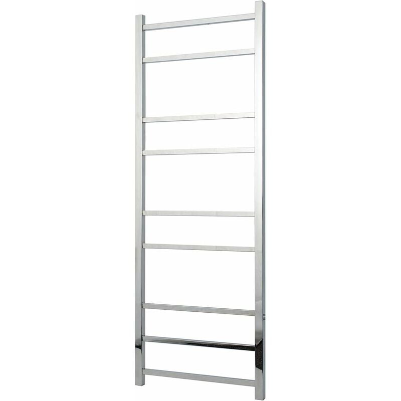 Greened House Cumbria Designer Square Tube Electric Wall Mounted Towel Rail Stainless Steel (500mm Wide x 1400mm High)