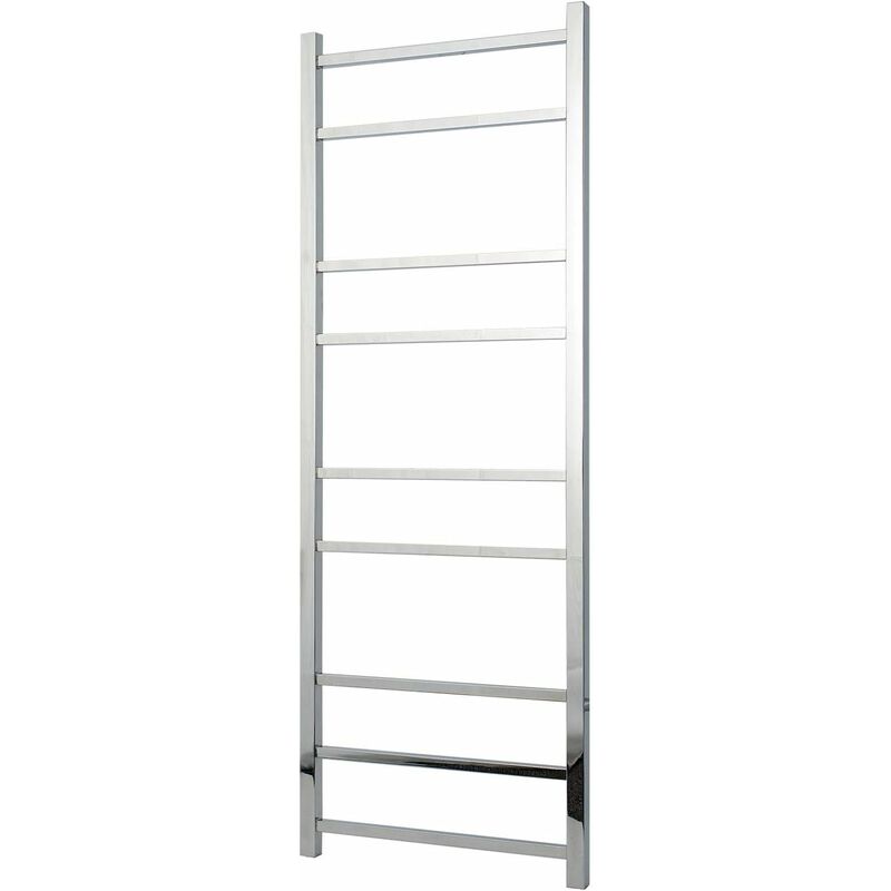 Greened House Cumbria Designer Square Tube Electric Wall Mounted Towel Rail Stainless Steel (600mm Wide x 1400mm High)